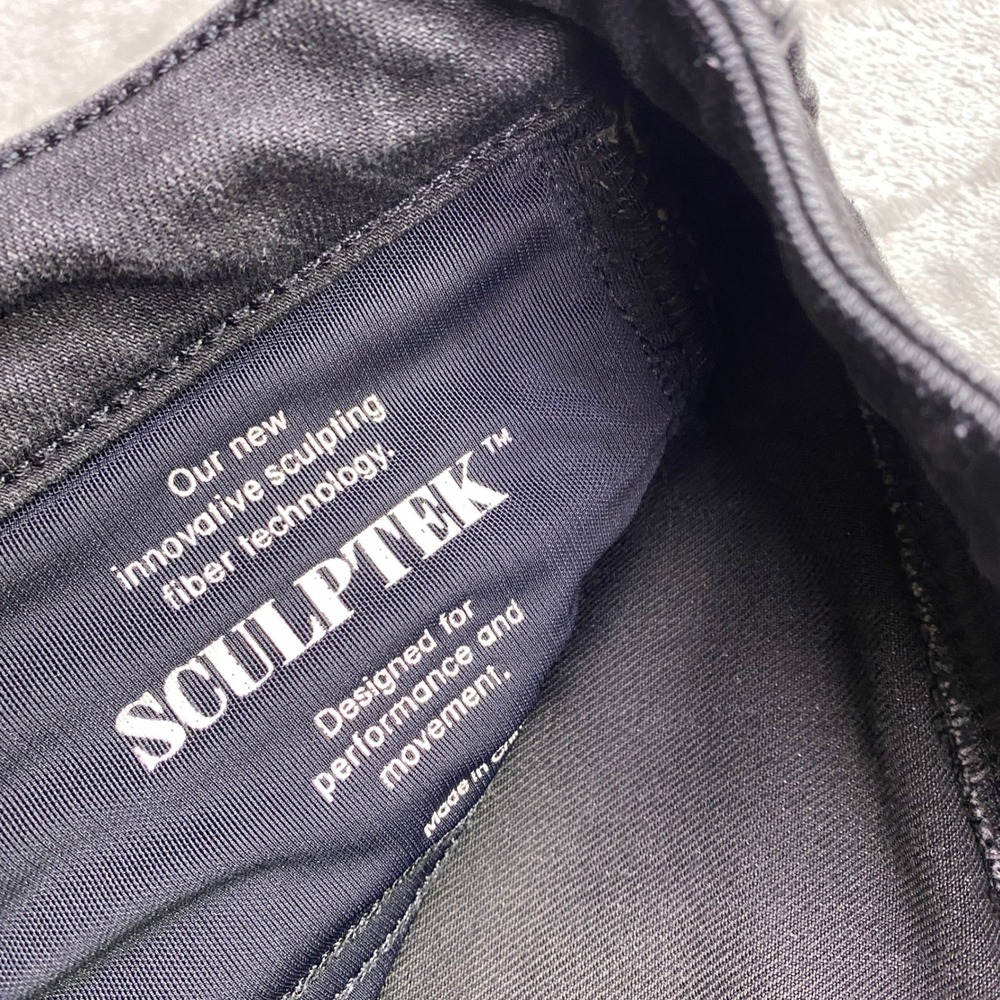 Athleta Sculptek Skinny Jeans Black Ankle Zip Performance Denim Size 10 Grunge - Picture 9 of 12